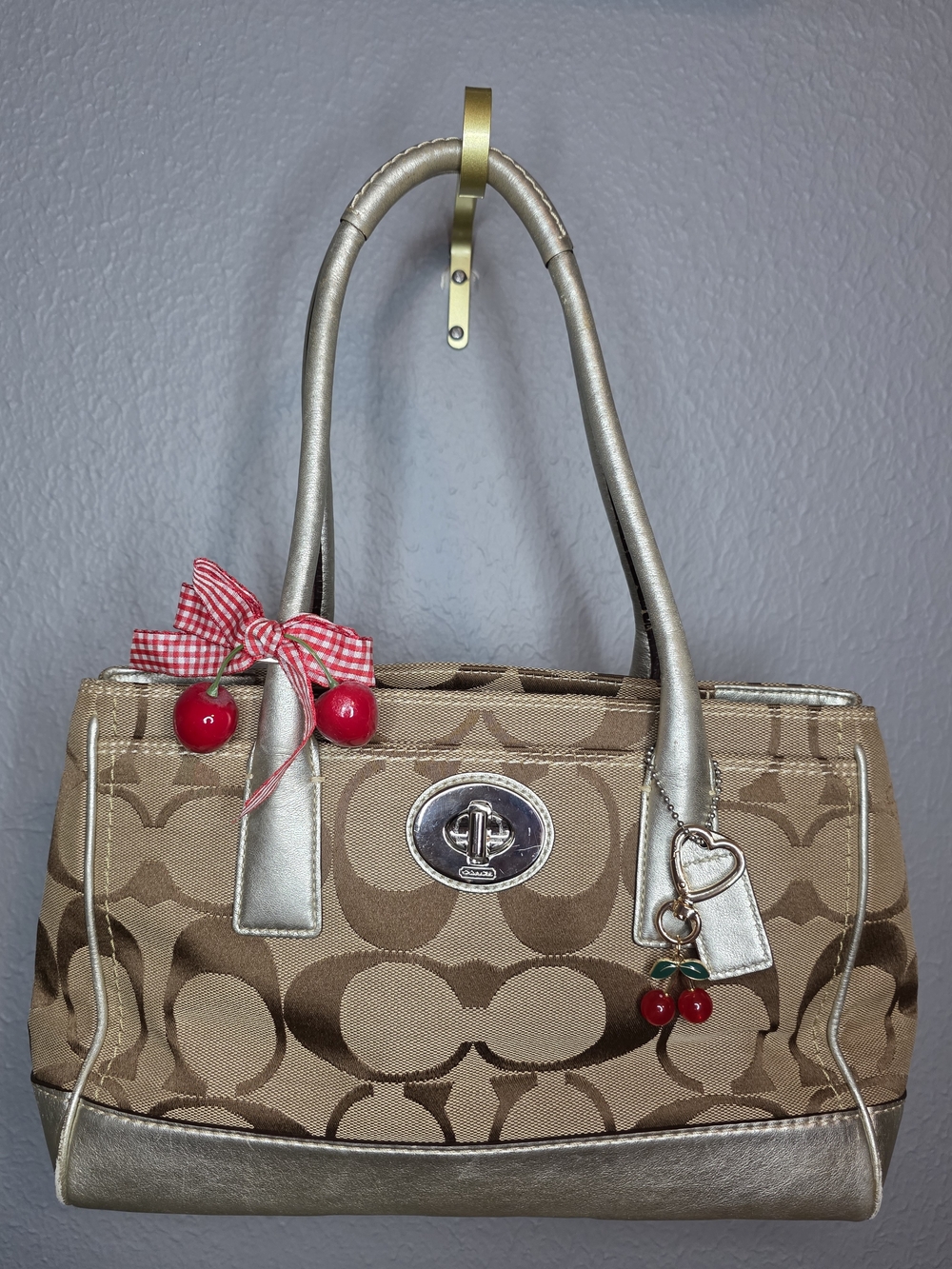Coach Hampton Madeline Khaki/Metallic Bag